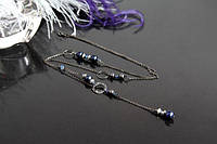 Кольє-ланцюжок сотуар з натуральними перлами "Франческа" Довге намисто-ланцюжок з підвісками  Ручна робота