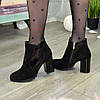 Черевики жіночі чорні на стійкому каблуці, фото 2