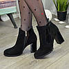 Черевики жіночі чорні на стійкому каблуці, фото 4