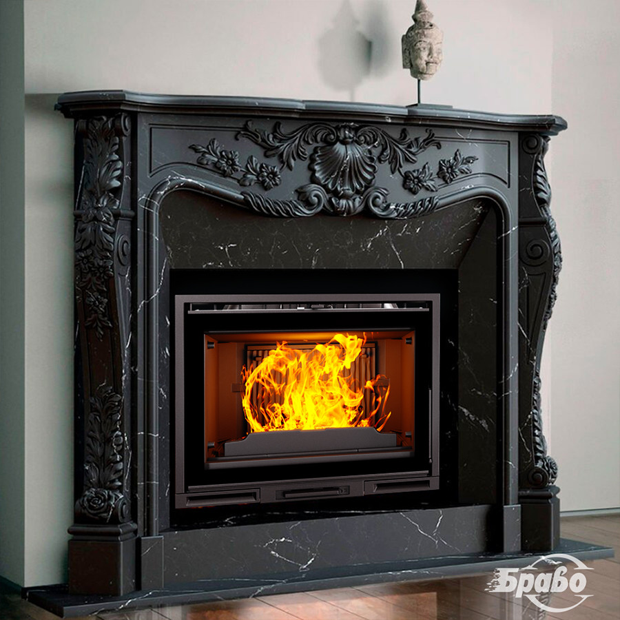 Портал для каміна (облицювання) Нью-Йорк з натурального мармуру Nero Marquina Antique