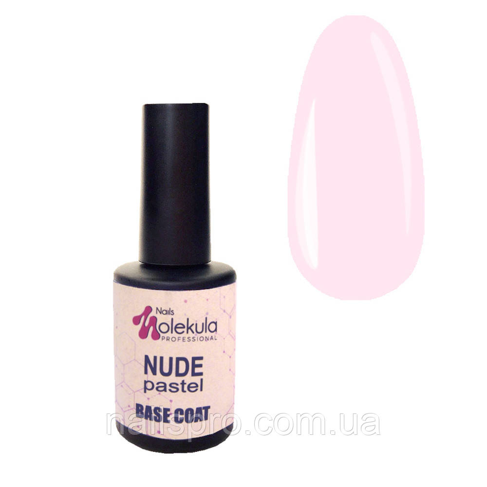 База для гель-лаку Nails Molekula Base rubber Nude Pastel 12 мл, молочна