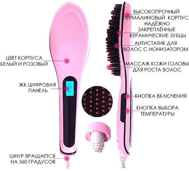 Расческа Fast hair HQT-906 (расческа-выпрямитель), Расческа для выравнивания волос електрическая! Мега цена - фото 4 - id-p1255182516