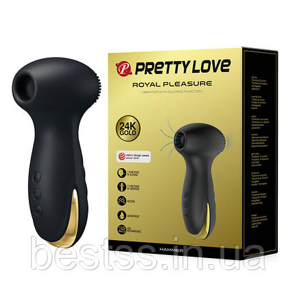 Вакуумний вібратор для клітора, що самоочищається Pretty Love Hammer Royal Pleasure, фото 1