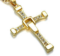 Крест Доминика Торетто с цепочкой, золотистый! Мега цена