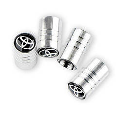 Захисні металеві ковпачки на ніпель, золотник коліс авто Тойота Long Silver Toyota, 4 шт.