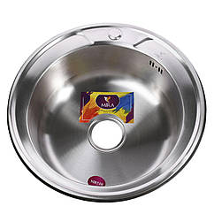Мийка на кухню із нержавійки кругла MIRA 000019870 510мм x 510мм матова 0.8мм 105920