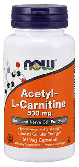 Жироспалювач NOW Acetyl-L-Carnitine 500 mg Veg Capsules 50 капсул (4384302602)