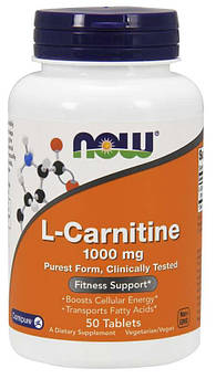 Жироспалювач NOW L-Carnitine 1000 mg Tablets 50 таб (4384302604)