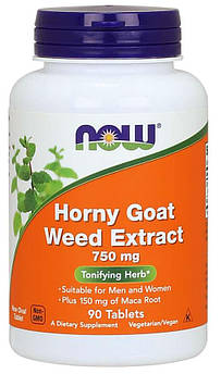 Тестостеровий бустер NOW Horny Goat Weed Extract 750 mg Tablets 90 таблеток (4384301981)