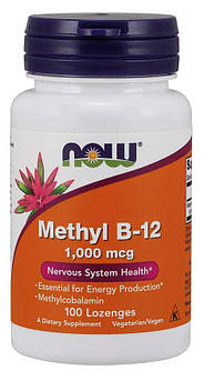 Вітаміни NOW Methyl B-12 1,000 mcg Lozenges 100 таблеток (4384301357)