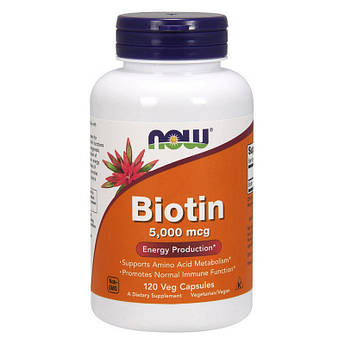 Вітаміни NOW Biotin 5000 mcg Veg Capsules 120 капсул (4384301360)