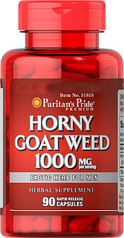 Тестостеровий бустер Puritan's Pride Horny Goat Weed 1000 mg 90 капсул (4384302593)