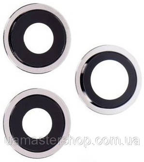 Скло камери iPhone 12 Pro сріблясте + кільце комплект 3, фото 1