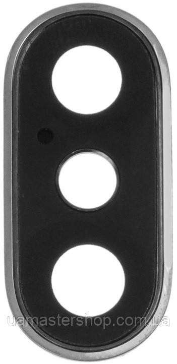 Скло камери iPhone XS/XS Max сріблясте + кільце, фото 1