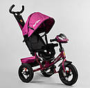 Дитячий велосипед-коляска триколісний 3390/72-101 "Best Trike" ФАРА З USB, надувні колеса, ровер, фото 5