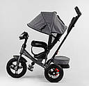 Дитячий велосипед-коляска триколісний 3390 / 43-565 "Best Trike" ФАРА З USB, надувні колеса, ровер, фото 2
