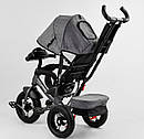 Дитячий велосипед-коляска триколісний 3390 / 43-565 "Best Trike" ФАРА З USB, надувні колеса, ровер, фото 4