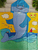 Пляжное полотенце пончо детское велюр махра (2х60)х60 см (3030)