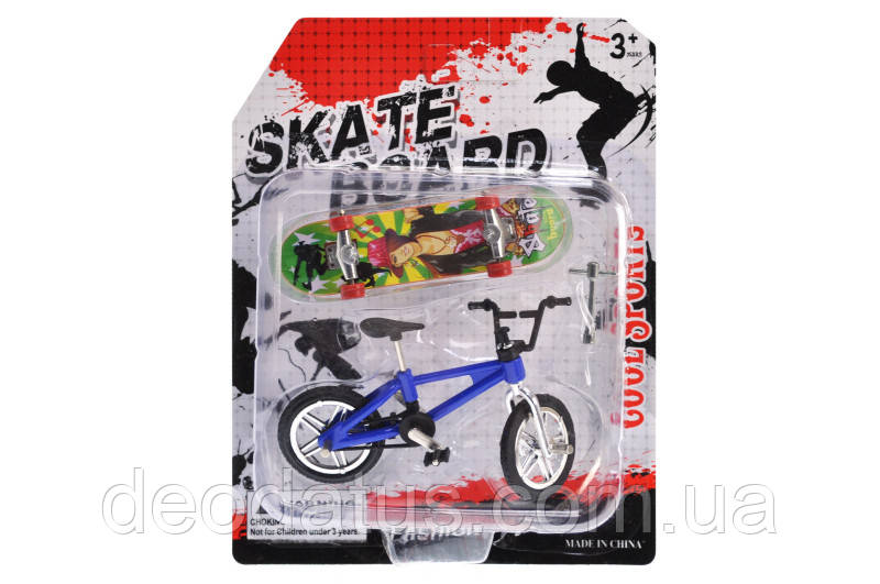 Набір Fingerboard Skate+BMX пальчиковий скейт фінгербайк міні скейт та міні велосипед 2356-33, фото 1