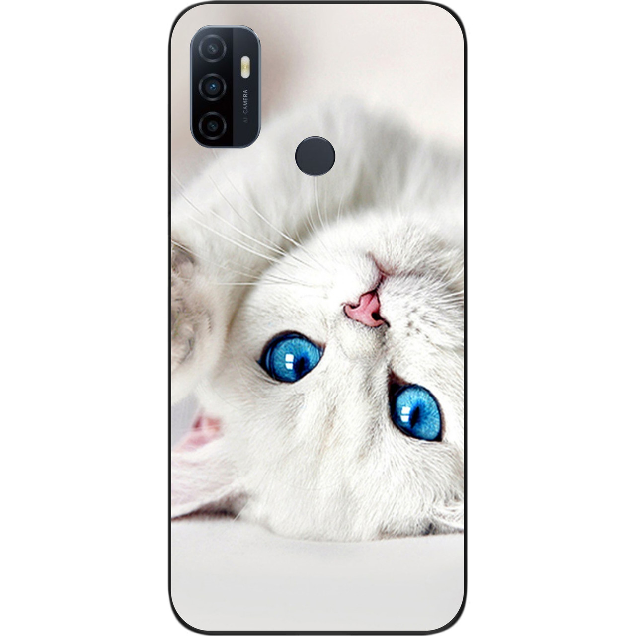 Оригінальний чохол для OPPO A53 з картинкою Білий кіт, фото 1