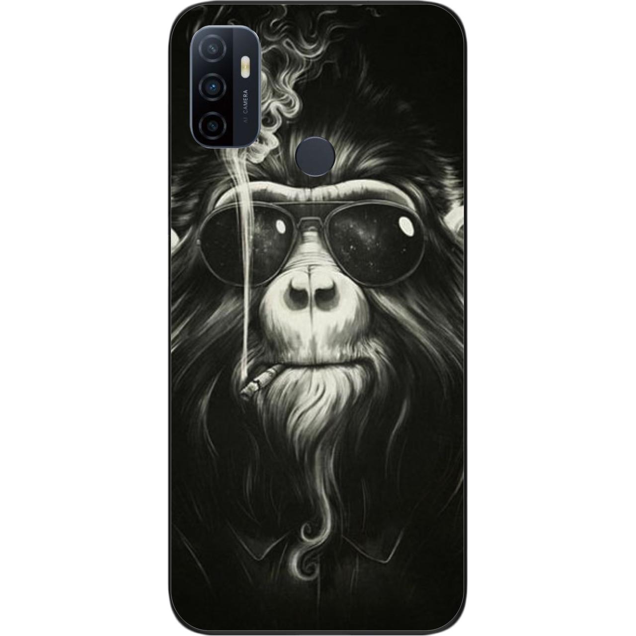 Силіконовий чохол для OPPO A53 з картинкою Мавпа в окулярах, фото 1