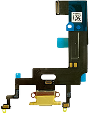 Шлейф iPhone XR з роз'ємом зарядки з мікрофоном жовтий оригінал