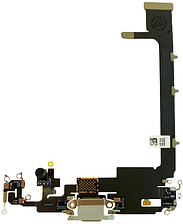 Шлейф iPhone 11 Pro Max з роз'ємом зарядки з мікрофоном білий Matte Silver