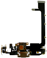 Шлейф iPhone 11 Pro Max з роз'ємом заряджання з мікрофоном золотистий Matte Gold оригінал