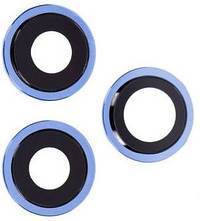 Скло камери iPhone 12 Pro синє Pacific Blue + кільце комплект 3