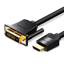 Кабель HDMI-DVI v.1.4 Vention (DVI 24+1) 1080P 60Hz gold-plated 1m Black (ABFBF)