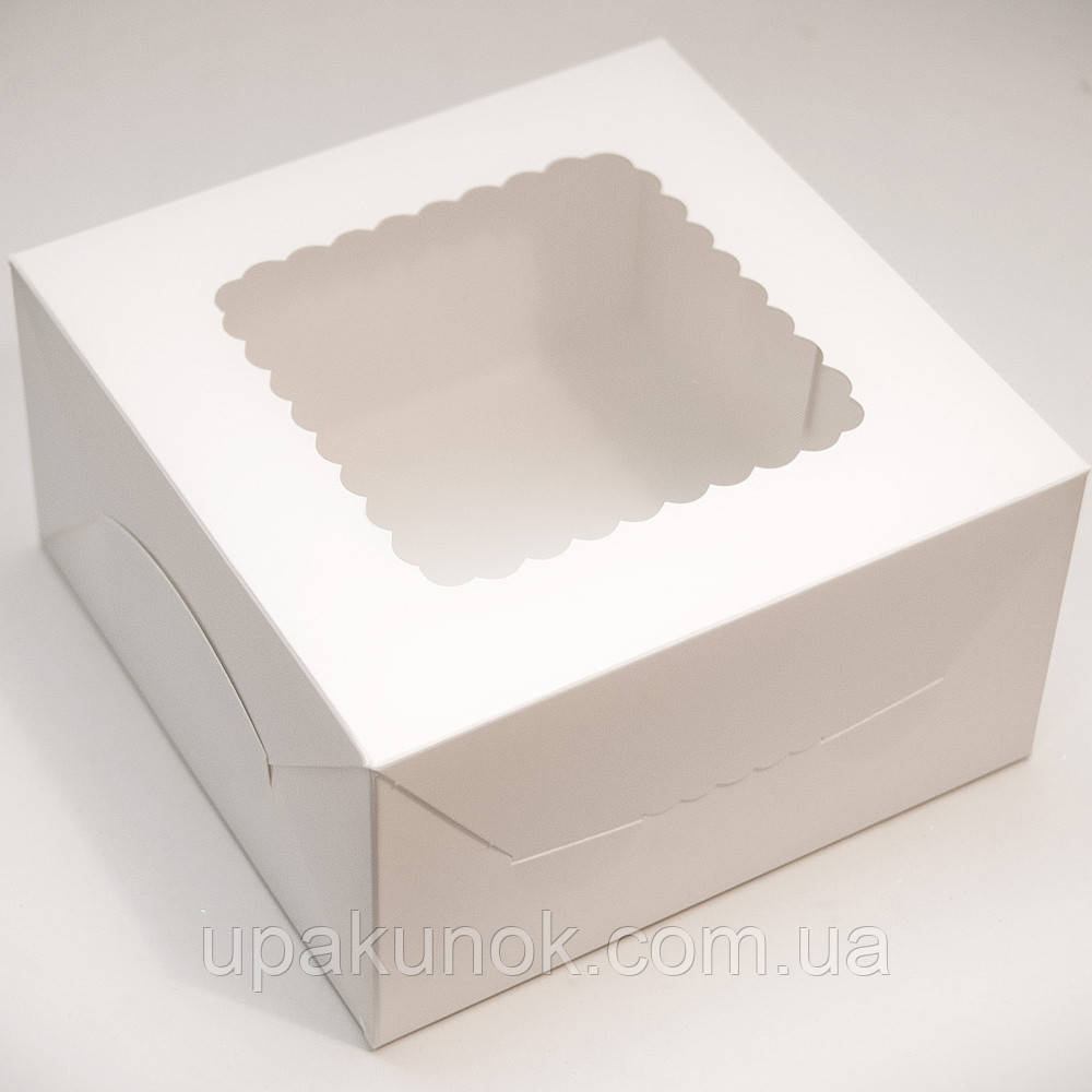 Коробка для зефіру та бенто-торту, 170*170*90 мм, з вікном, біла