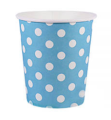 Одноразові стаканчики "Горошок", 10 шт, 210 мл., колір - блакитний