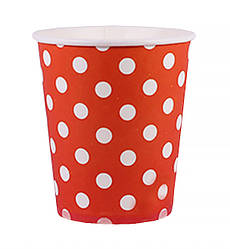 Одноразові стаканчики "Горошок", 10 шт, 210 мл., колір - червоний