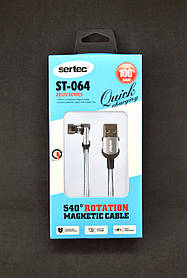 Кабель Usb Lightning Sertec ST-064 2.4A 1m (круглий, Magnetic) Silver