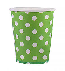Одноразові стаканчики "Горошок", 10 шт., 210 мл., колір - зелений