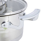 Каструля з кришкою з нержавіючої сталі Kamille KM-5856 4,4л Каструля для газовий плити та індукційної, фото 3