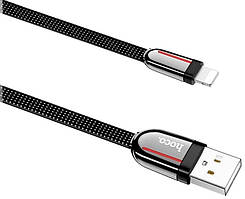 Кабель Usb Lightning HOCO U74 Grand 2.4А 1.2m (плоский,тканинний) Black