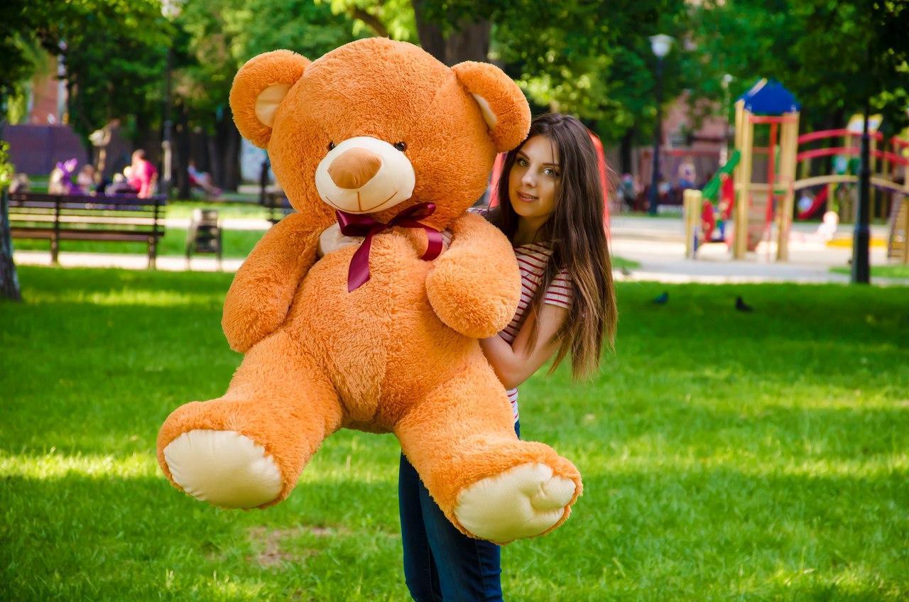 Плюшевий ведмедик м'яка іграшка Томии 150 см Карамельний, фото 1