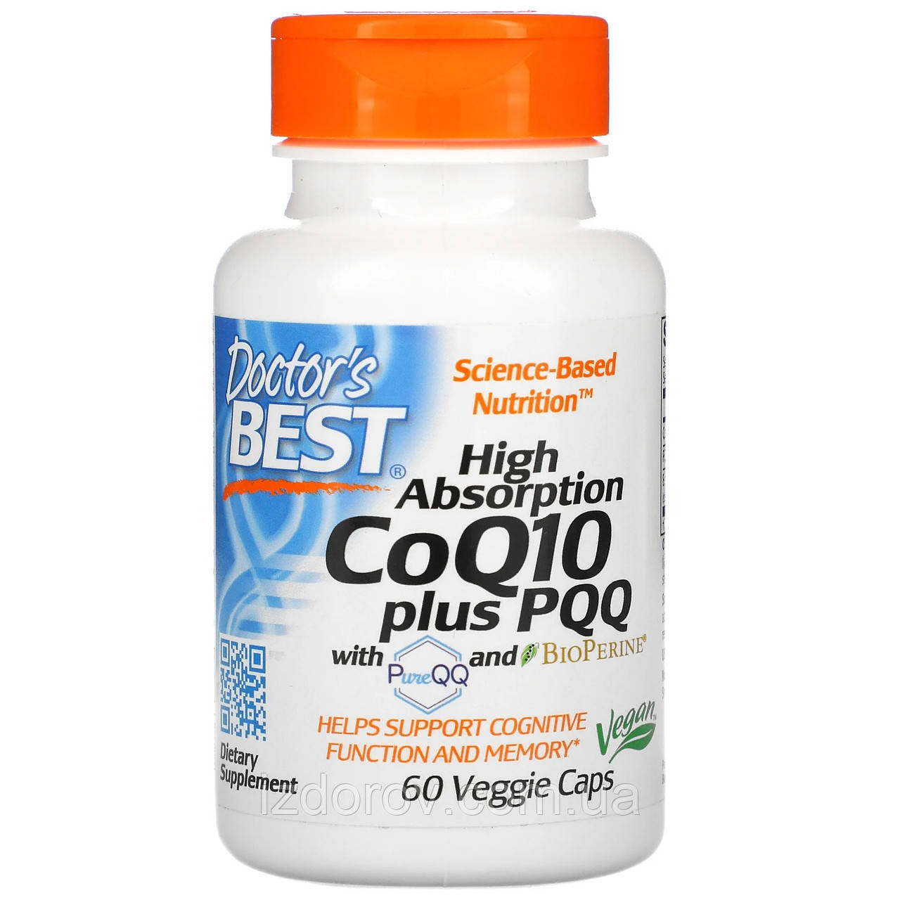 Doctor's s Best, Коензим Q10 100 мг, Пирролохинолинхинон PQQ 20 мг, 60 рослинних капсул