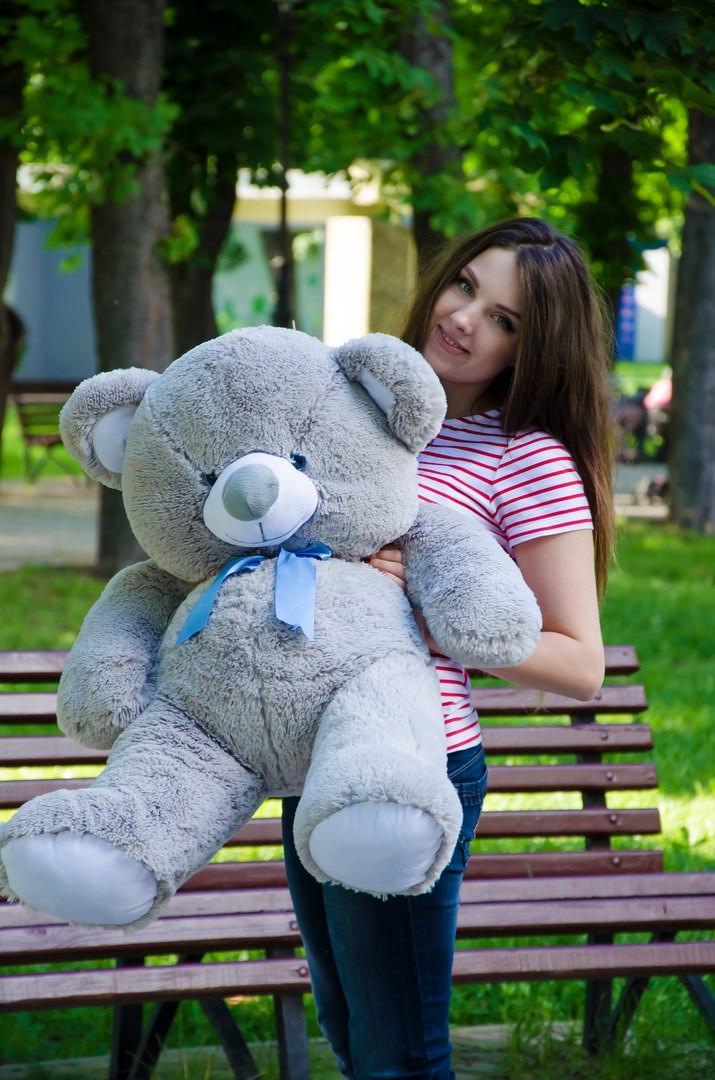 Плюшевий ведмедик м'яка іграшка Томии 100 см Сірий, фото 1