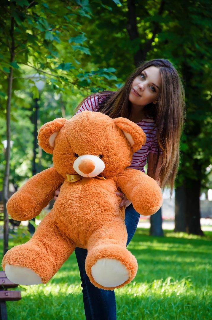 Плюшевий ведмедик м'яка іграшка Томии 100 см Карамельний, фото 1