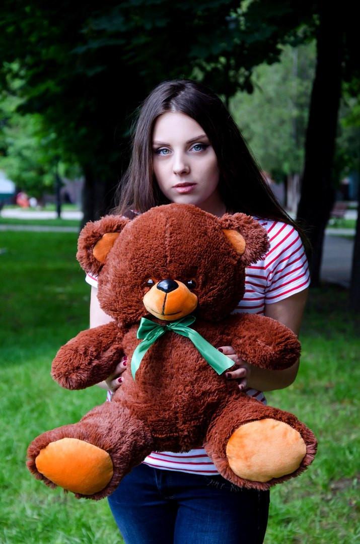 Плюшевий ведмедик м'яка іграшка Томии 65 см Шоколадний, фото 1