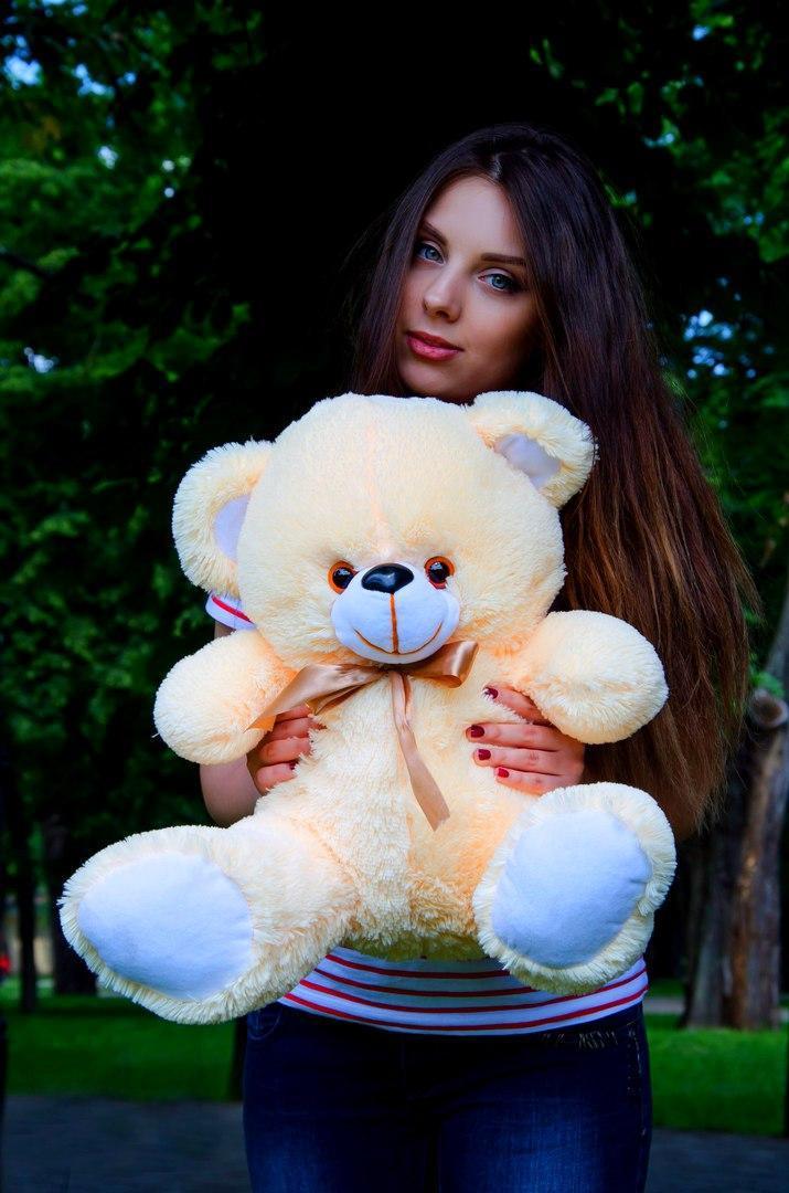 Плюшевий ведмедик м'яка іграшка Томии 65 см Персиковий, фото 1