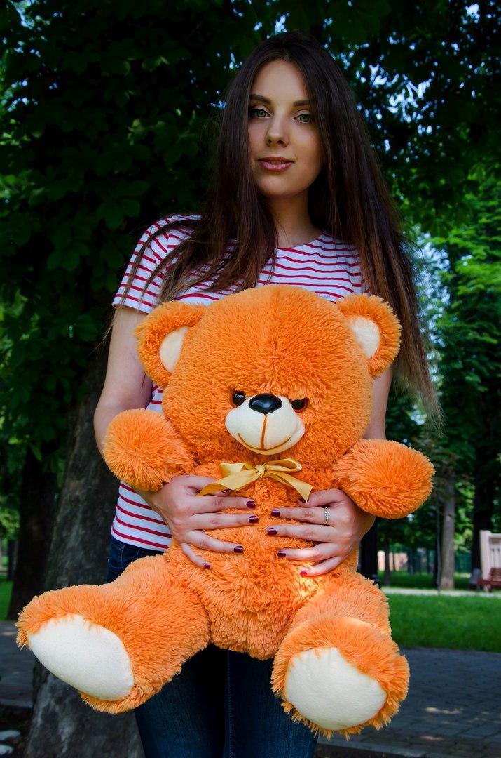 Плюшевий ведмедик м'яка іграшка Томии 65 см Карамельний, фото 1