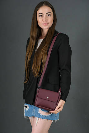 Жіноча шкіряна сумка Макарун, натуральна шкіра Grand, колір Бордо, фото 2