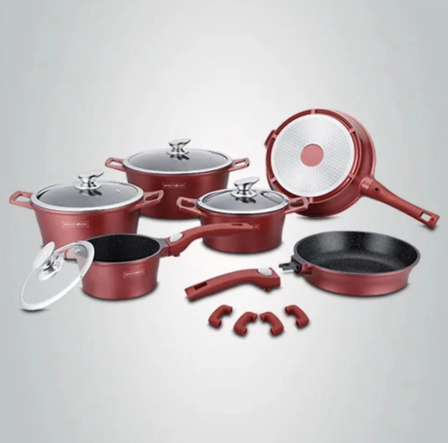 Набір каструль Royalty Line RL-ES2014M Red/Black 14pcs