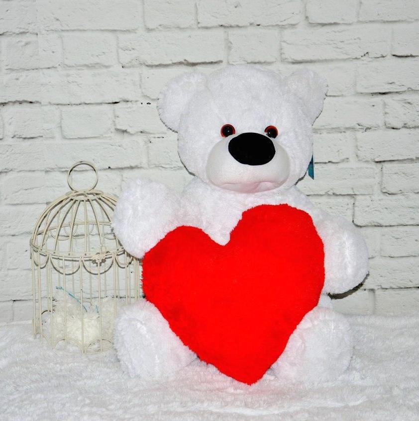 М'яка іграшка Білий Ведмідь 77 см з Серцем 40 см