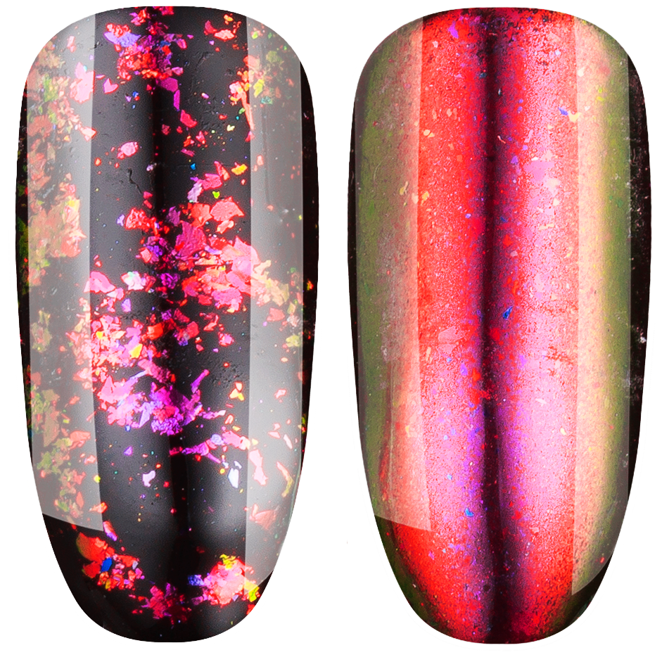 Дзеркальна втирка "Пластівці Юкі Травневий Жук", хамелеон №11 оранжево-червоний