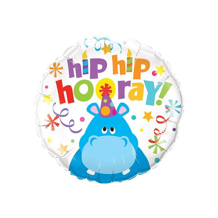Q 18" Hip Hip Hooray Hippo!. Куля фольгована З Днем народження — В УП, фото 1