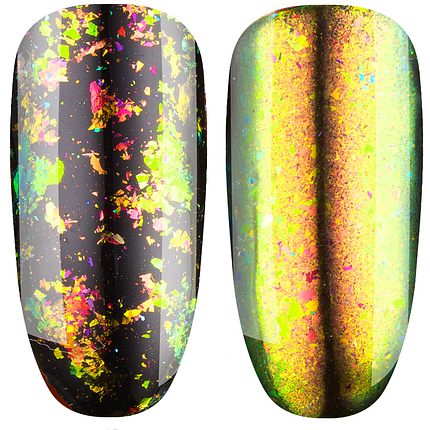 Дзеркальна втирка "Пластівці Юкі Травневий Жук", хамелеон №06 салатово-рожевий, фото 1